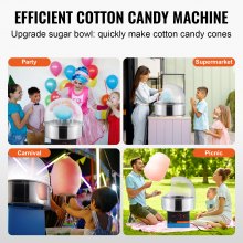 VEVOR Máquina eléctrica para hacer algodón de azúcar, 1000 W, máquina comercial para hacer algodón de azúcar con tapa, recipiente de acero inoxidable y cuchara para azúcar, perfecta para cumpleaños infantiles en casa, fiestas familiares (azul)