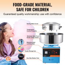 VEVOR Máquina eléctrica para hacer algodón de azúcar, 1000 W, máquina comercial para hacer algodón de azúcar con recipiente de acero inoxidable, cuchara para azúcar y cajón, perfecta para cumpleaños de niños en casa, fiestas familiares, color azul