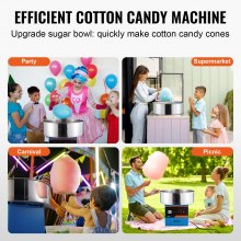 VEVOR Máquina eléctrica para hacer algodón de azúcar, 1000 W, máquina comercial para hacer algodón de azúcar con recipiente de acero inoxidable, cuchara para azúcar y cajón, perfecta para cumpleaños de niños en casa, fiestas familiares, color azul