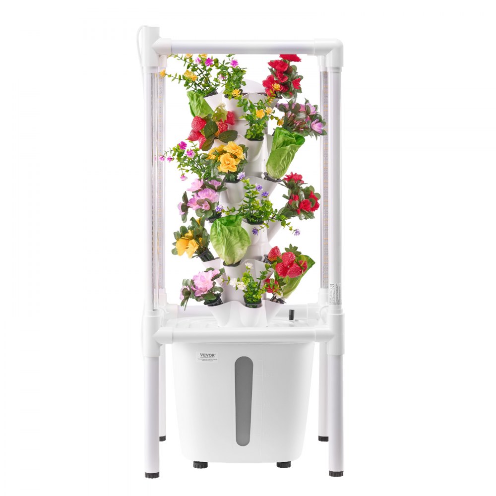Sistema de cultivo hidropónico VEVOR con luz de cultivo, torre hidropónica vertical de 6 niveles con 30 módulos, huerto hidrónico doméstico con bomba de agua, kit de germinación para hierbas, frutas y verduras de interior.