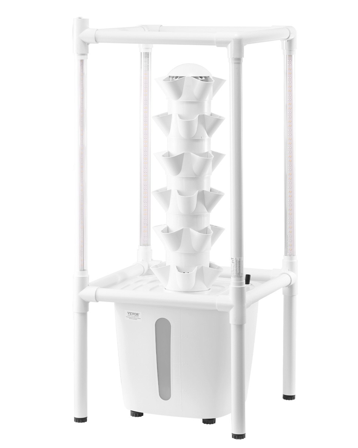 Sistema de cultivo hidropónico VEVOR con luz de cultivo, torre hidropónica vertical de 6 niveles con 30 módulos, huerto hidrónico doméstico con bomba de agua, kit de germinación para hierbas, frutas y verduras de interior.