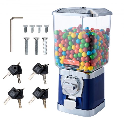 Máquina expendedora de chicles VEVOR para niños, 43 cm de alto, dispensador de chicles para PC, máquina para tiendas de juegos, alcancía para chicles con monedas, cápsulas de juguete, bolas saltarinas y caramelos, azul