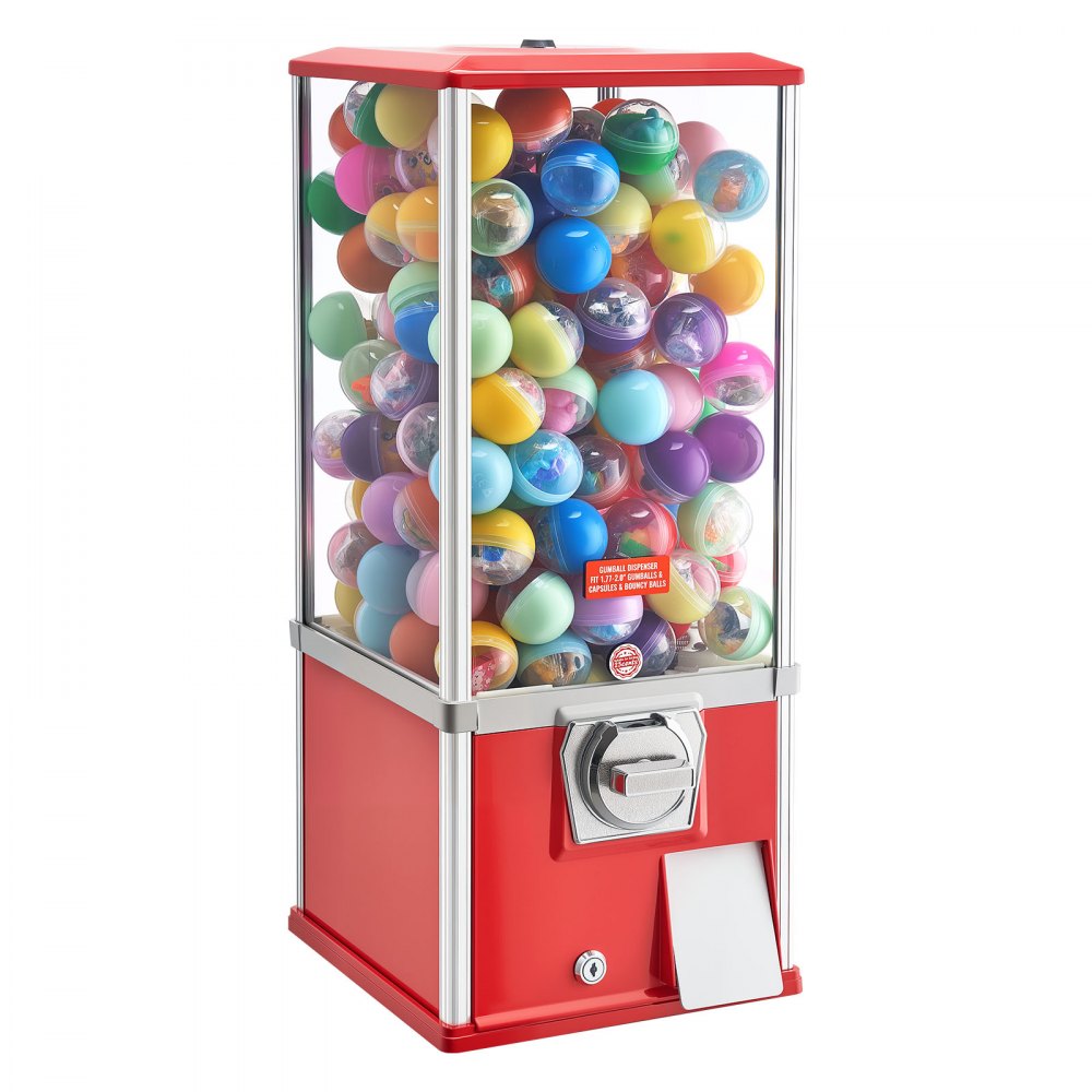 Máquina expendedora de chicles VEVOR, dispensador de caramelos de 63 cm de altura, máquinas expendedoras de 25 centavos para centros comerciales, supermercados, parques de atracciones y salas de juego. Capacidad para 230 caramelos esféricos de 4,5 cm.