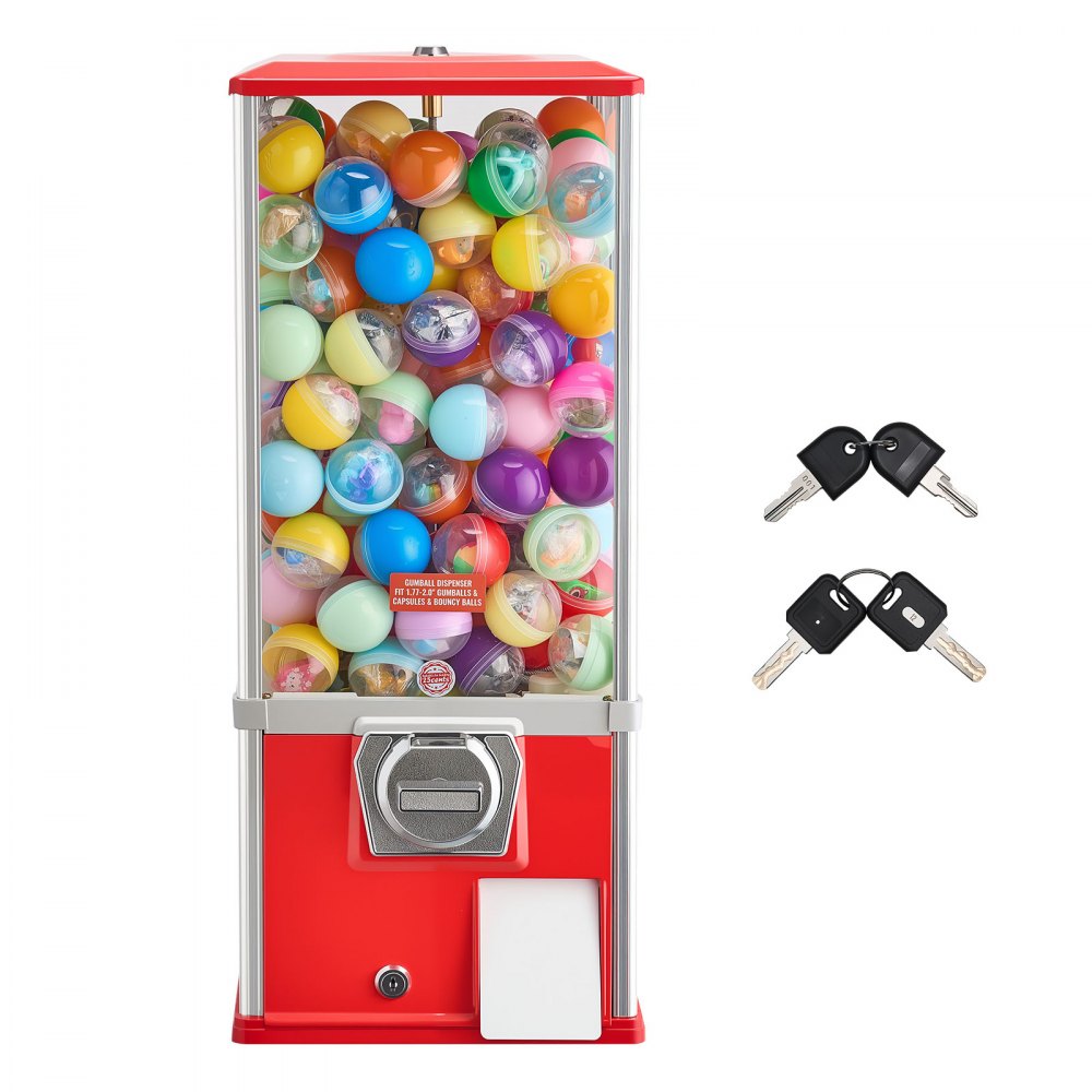 Máquina expendedora de chicles VEVOR, dispensador de caramelos de 63 cm de altura, máquinas expendedoras de 25 centavos para centros comerciales, supermercados, parques de atracciones y salas de juego. Capacidad para 230 caramelos esféricos de 4,5 cm.