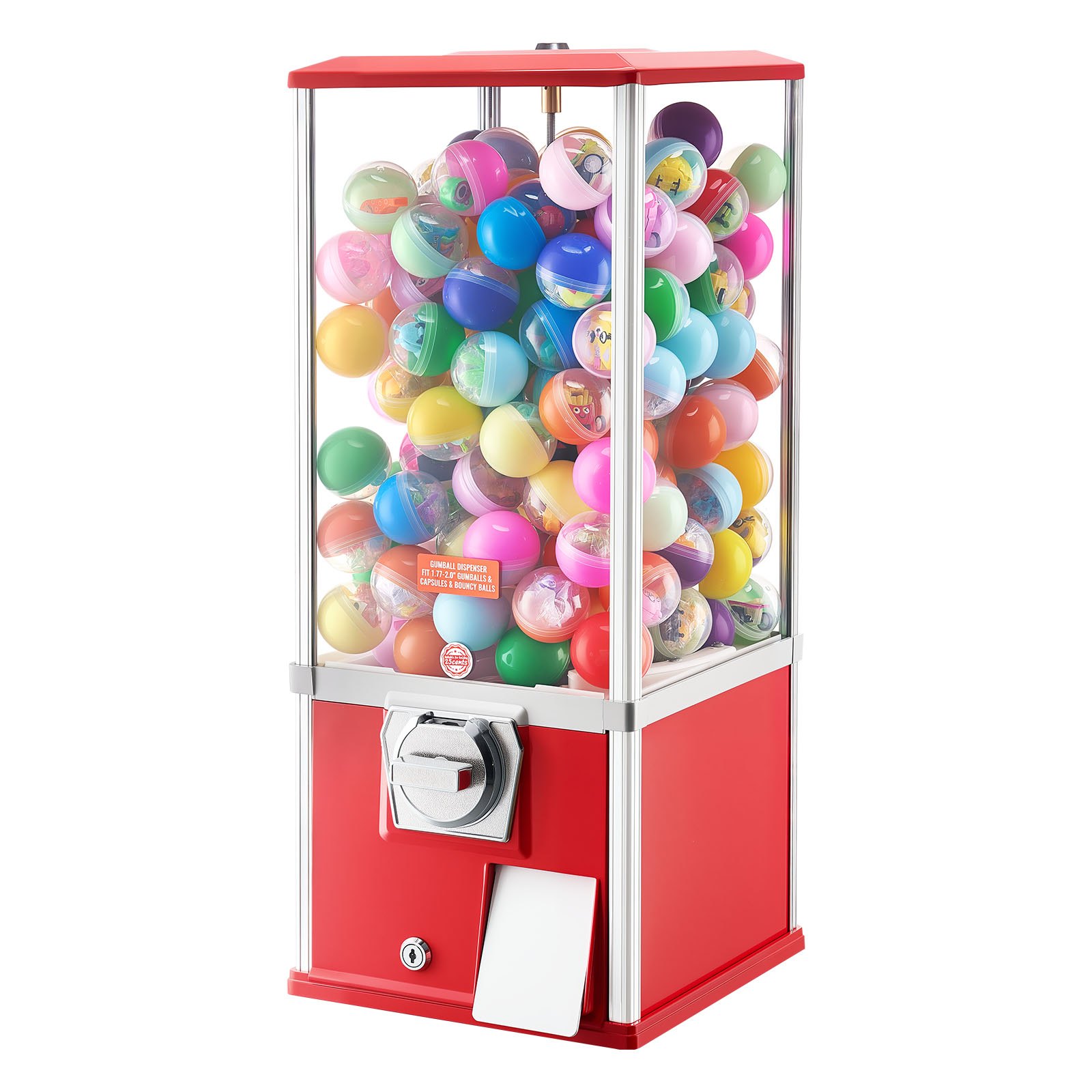 Máquina expendedora de chicles VEVOR, dispensador de caramelos de 63 cm de altura, máquinas expendedoras de 25 centavos para centros comerciales, supermercados, parques de atracciones y salas de juego. Capacidad para 230 caramelos esféricos de 4,5 cm.