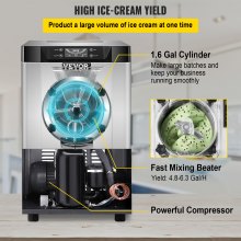 VEVOR Commercial Hard Ice Cream Machine Hard Serve Ice Cream Maker 4.8-6.3 Gal/H
