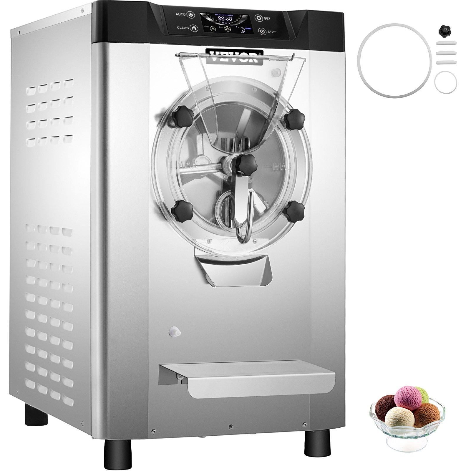 VEVOR Commercial Hard Ice Cream Machine Hard Serve Ice Cream Maker 4.8-6.3 Gal/H