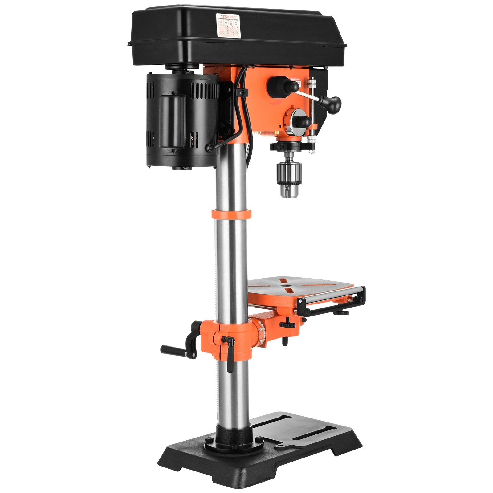 VEVOR Taladro de mesa de 12 pulgadas, 5 amperios 120 V, taladro de banco de hierro fundido de velocidad variable, distancia de giro de 12 pulgadas, mesa de trabajo inclinable de 0 a 45° con luz de trabajo láser, perforadora de mesa para madera y metal