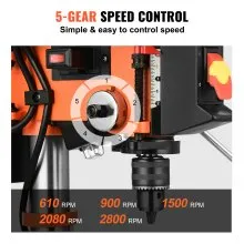 VEVOR Taladro de mesa de 10 pulgadas, 3,2 A, 120 V, taladro de banco de hierro fundido de 5 velocidades, distancia de giro de 10 pulgadas, mesa de trabajo inclinable de 0 a 45° con luz de trabajo láse