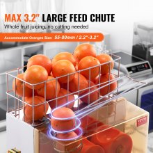 VEVOR Máquina exprimidora de naranjas comercial, extractor de jugo automático de 120 W, exprimidor de naranjas de acero inoxidable para 20 naranjas por minuto, con caja de filtro extraíble, cubierta de PC, 2 cubos recolectores de cáscaras