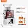 Exprimidor de naranjas comercial VEVOR, extractor de zumo automático de 120 W, extractor de zumo de acero inoxidable para 25 naranjas por minuto, con caja de filtro extraíble, cubierta de policarbonato y 2 cubos recolectores de cáscaras.