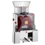 Exprimidor de naranjas comercial VEVOR, extractor de zumo automático de 120 W, extractor de zumo de acero inoxidable para 25 naranjas por minuto, con caja de filtro extraíble, cubierta de policarbonato y 2 cubos recolectores de cáscaras.
