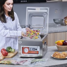 VEVOR Sellador al Vacío de Cámara, DZ-260A Velocidad de Bomba de 6,5 m³/h, Excelente Efecto de Sellado con Control Automático, Máquina Envasadora de Cocina de 110 V para Carnes Frescas, Ahorro de Frutas, Hogar, Uso Comercial