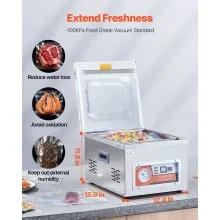 VEVOR Sellador al Vacío de Cámara, DZ-260A Velocidad de Bomba de 6,5 m³/h, Excelente Efecto de Sellado con Control Automático, Máquina Envasadora de Cocina de 110 V para Carnes Frescas, Ahorro de Frutas, Hogar, Uso Comercial