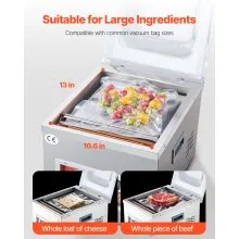 VEVOR Sellador al Vacío de Cámara, DZ-260A Velocidad de Bomba de 6,5 m³/h, Excelente Efecto de Sellado con Control Automático, Máquina Envasadora de Cocina de 110 V para Carnes Frescas, Ahorro de Frutas, Hogar, Uso Comercial