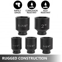 Juego de llaves de vaso de impacto VEVOR de 3/4 pulgadas, 22 piezas de llaves de vaso de impacto profundo, surtido de llaves de vaso de 3/4 pulgadas, juego de llaves de vaso de impacto estándar SAE, tamaños de 7/8 pulgadas a 2 pulgadas, incluye adaptadores y mango de trinquete