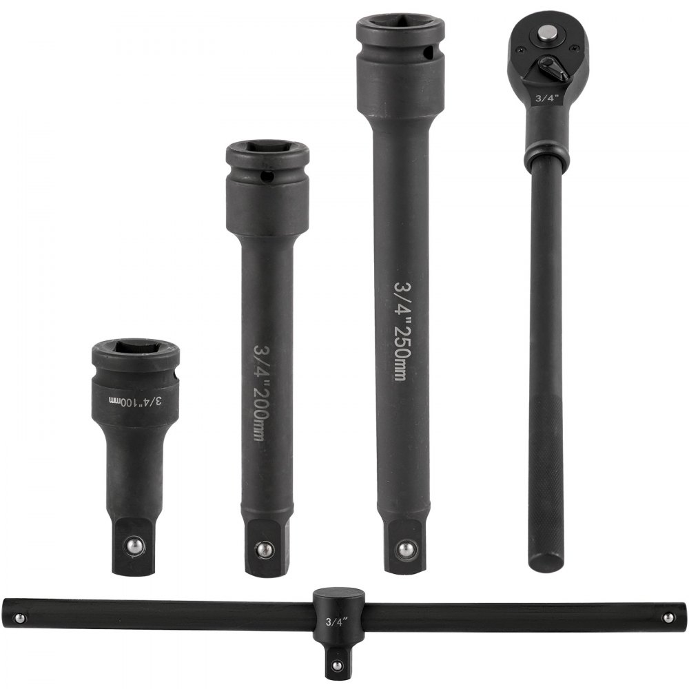 VEVOR Juego de llaves de vaso de impacto 3/4 pulgadas 27 piezas Llaves de vaso de impacto estándar, Surtido de llaves de vaso, Juego de llaves de vaso de 3/4 pulgadas Impacto estándar SAE (7/8 pulgadas a 2 pulgadas) y tamaños métricos (22 mm-50 mm)