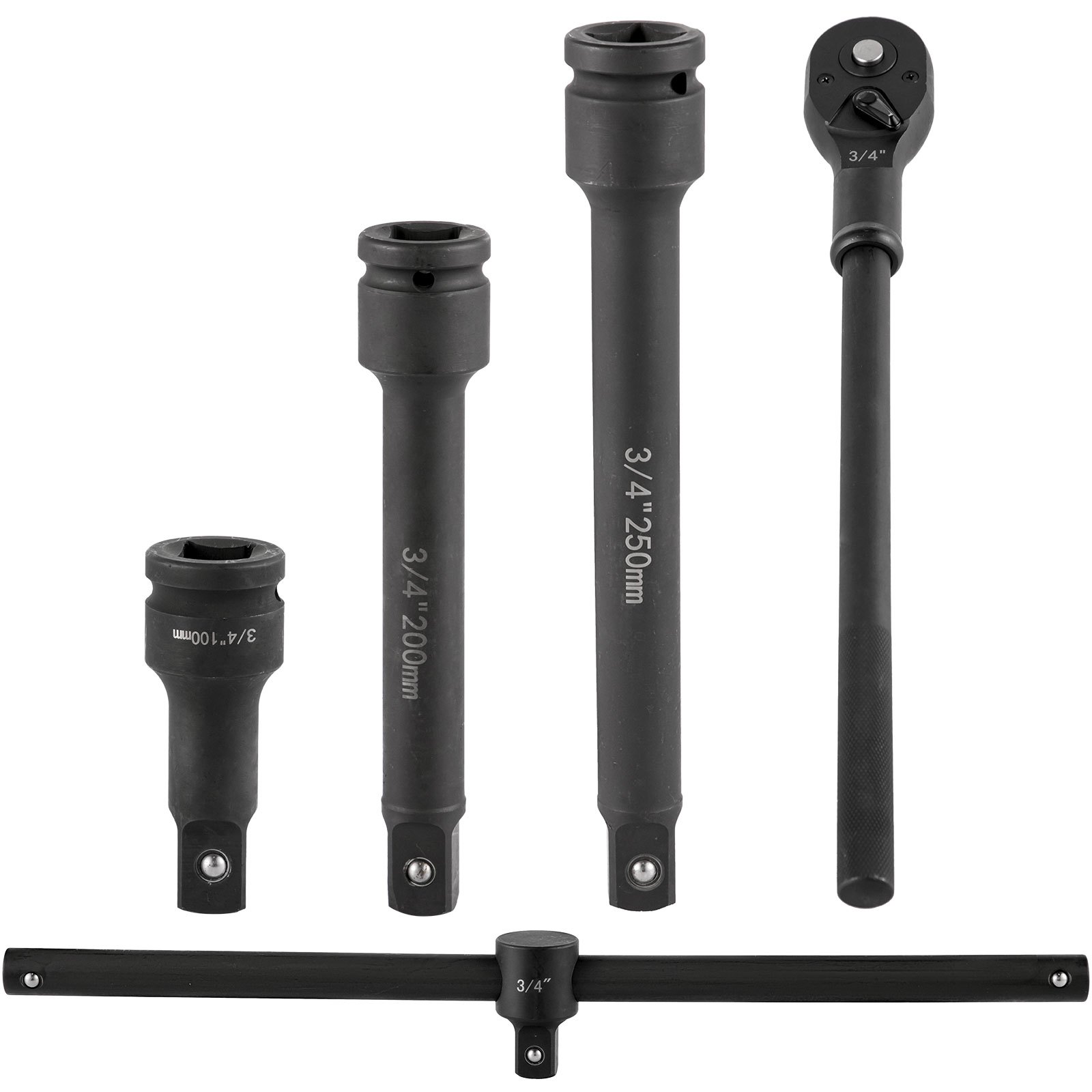 VEVOR Juego de llaves de vaso de impacto 3/4 pulgadas 27 piezas Llaves de vaso de impacto estándar, Surtido de llaves de vaso, Juego de llaves de vaso de 3/4 pulgadas Impacto estándar SAE (7/8 pulgadas a 2 pulgadas) y tamaños métricos (22 mm-50 mm)