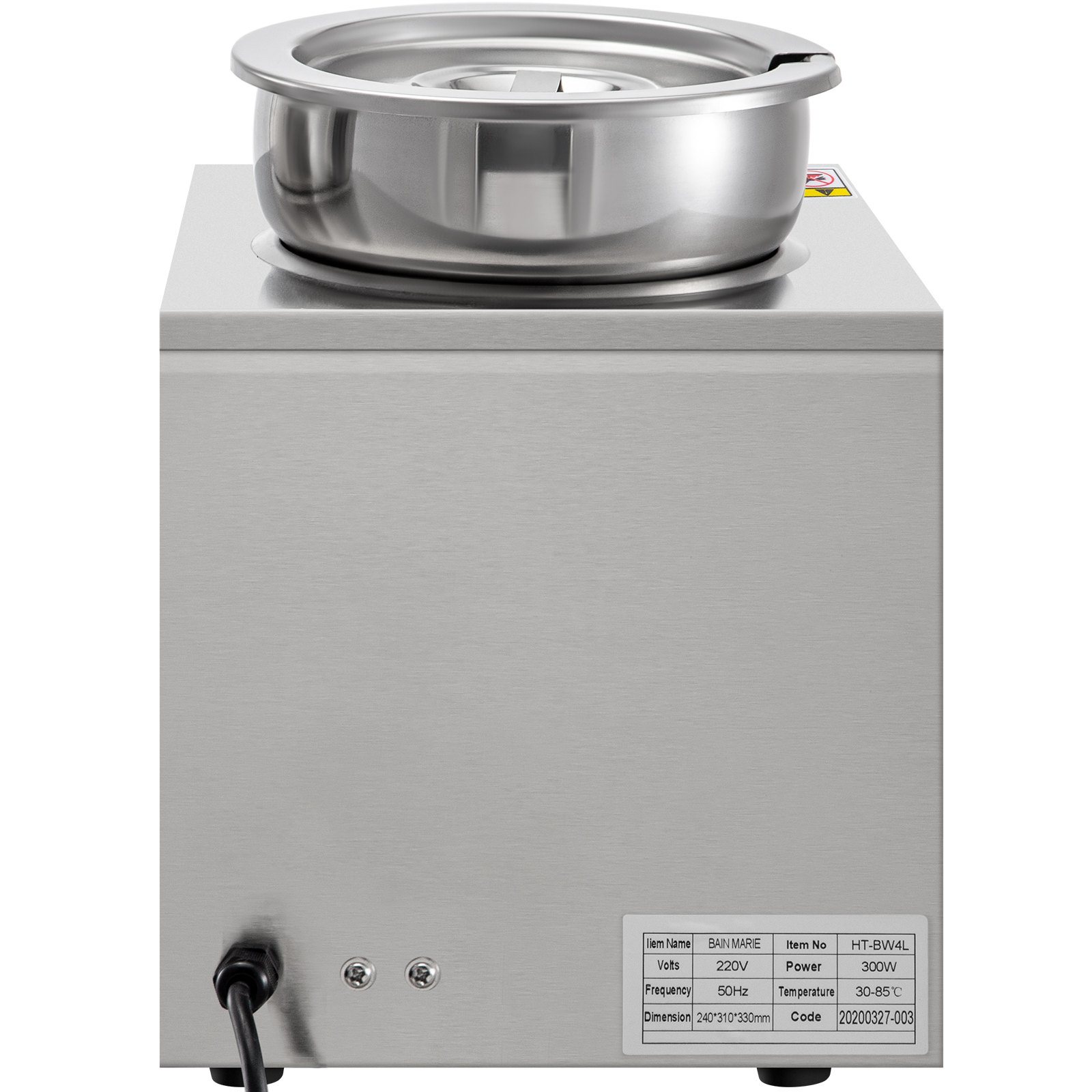 Calentador de alimentos comercial VEVOR de 110 V, capacidad de 4,2 cuartos de galón, calentador de sopa eléctrico de 300 W, temperatura ajustable de 86 a 185 °F, olla de sopa de encimera de acero inoxidable con grifo, calentador de alimentos Bain Marie para queso/perro caliente/arroz