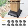 VEVOR Base de poste de 4 x 4, 10 unidades, soporte interno de acero con recubrimiento en polvo resistente de 3.6 x 3.6 pulgadas, apto para anclaje de poste de madera estándar, base de poste de cubierta para soporte de barandilla de porche de cubierta