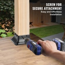 VEVOR Base de poste de 4 x 4, 10 unidades, soporte interno de acero con recubrimiento en polvo resistente de 3.6 x 3.6 pulgadas, apto para anclaje de poste de madera estándar, base de poste de cubierta para soporte de barandilla de porche de cubierta
