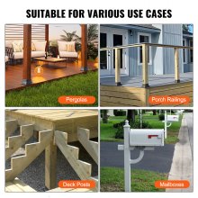 VEVOR Base de poste de 4 x 4, 10 unidades, soporte interno de acero con recubrimiento en polvo resistente de 3.6 x 3.6 pulgadas, apto para anclaje de poste de madera estándar, base de poste de cubierta para soporte de barandilla de porche de cubierta