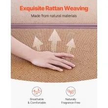 Colchón de tatami japonés plegable de ratán natural de 80 x 55 pulgadas