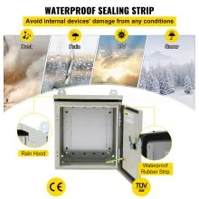 Caja eléctrica VEVOR, 8' x 8' x 6', caja exterior NEMA 4 certificada por  IP65 resistente al agua y al polvo, caja de conexiones con bisagras de acero al carbono laminado en frío para uso en interiores y exteriores, con capota de lluvia
