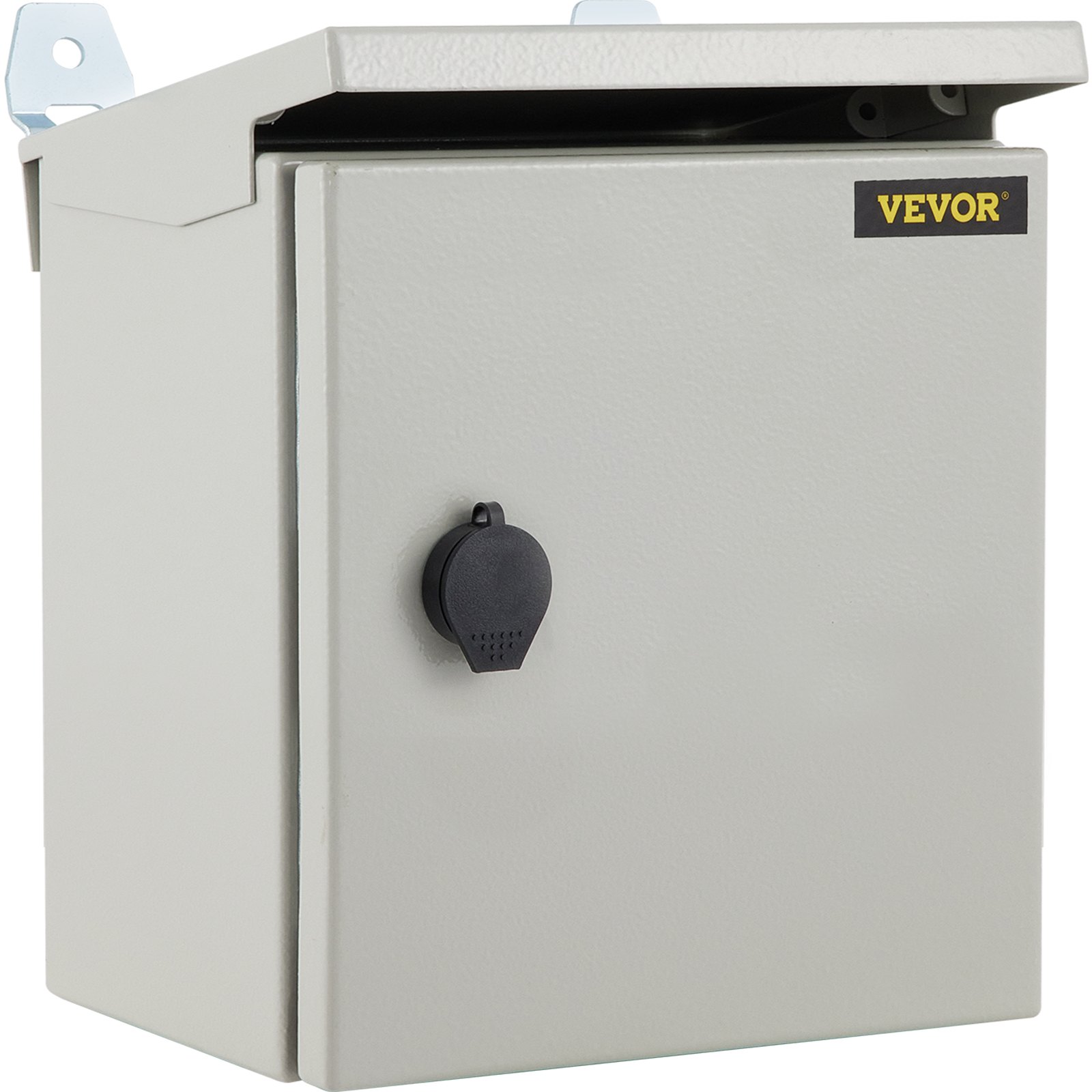 Caja eléctrica VEVOR, 8\'\' x 8\'\' x 6\'\', caja para exteriores NEMA 4 con certificación, IP65, resistente al agua y al polvo, caja de conexiones con bisagras de acero al carbono laminado en frío para uso en interiores y exteriores, con aro para lluvia