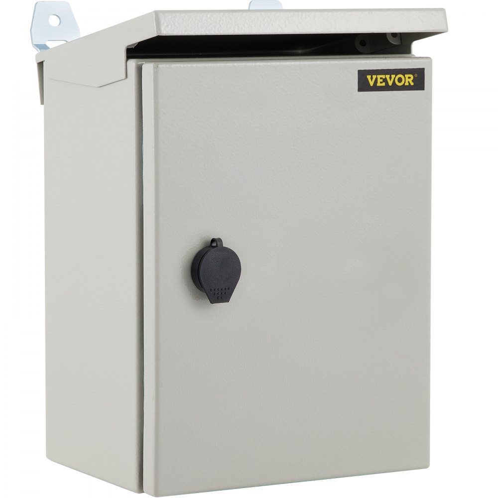 Caja eléctrica VEVOR, 10\'\' x 8\'\' x 6\'\', caja para exteriores NEMA 4 con certificación, IP65, resistente al agua y al polvo, caja de conexiones con bisagras de acero al carbono laminado en frío para uso en interiores y exteriores, con protección contra lluvia