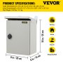 Caja eléctrica VEVOR, 10\'\' x 8\'\' x 6\'\', caja para exteriores NEMA 4 con certificación, IP65, resistente al agua y al polvo, caja de conexiones con bisagras de acero al carbono laminado en frío para uso en interiores y exteriores, con protección contra lluvia