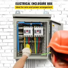 Caja eléctrica VEVOR, 10' x 8' x 6', caja exterior NEMA 4 certificada por  IP65 resistente al agua y al polvo caja de conexiones con bisagras de acero al carbono laminado en frío para uso en interiores y exteriores, con capota de lluvia