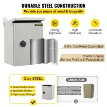 Caja eléctrica VEVOR, 10' x 8' x 6', caja exterior NEMA 4 certificada por  IP65 resistente al agua y al polvo caja de conexiones con bisagras de acero al carbono laminado en frío para uso en interiores y exteriores, con capota de lluvia