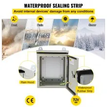 Caja eléctrica VEVOR, 10' x 8' x 6', caja exterior NEMA 4 certificada por  IP65 resistente al agua y al polvo caja de conexiones con bisagras de acero al carbono laminado en frío para uso en interiores y exteriores, con capota de lluvia