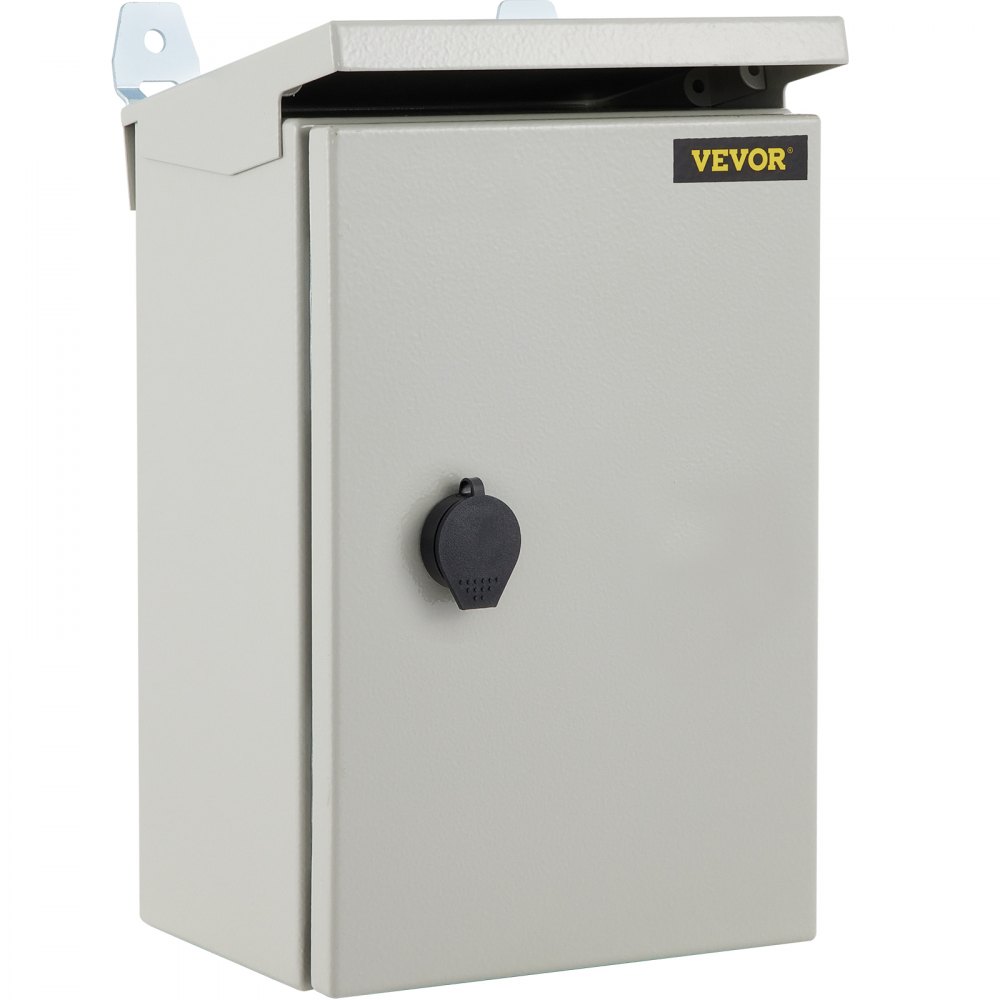 Caja eléctrica VEVOR, 12\'\' x 8\'\' x 6\'\', caja para exteriores NEMA 4 con certificación, IP65, resistente al agua y al polvo, caja de conexiones con bisagras de acero al carbono laminado en frío para uso en interiores y exteriores, con protección contra lluvia