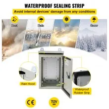 Caja eléctrica VEVOR, 12' x 8' x 6', caja exterior NEMA 4 certificada por  caja de conexiones con bisagras de acero al carbono laminado en frío a prueba de agua y polvo IP65 para uso en interiores y exteriores, con capota de lluvia
