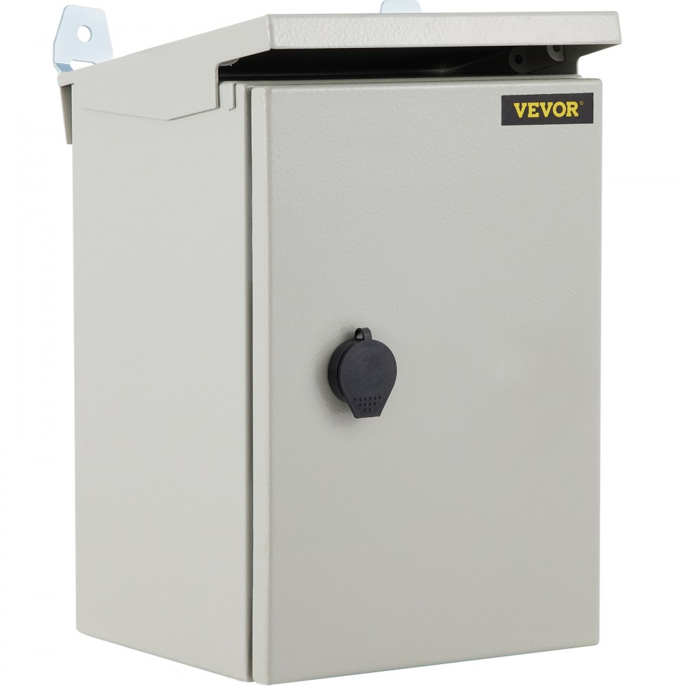 Caja eléctrica VEVOR, 12\'\' x 8\'\' x 8\'\', caja para exteriores NEMA 4 con certificación, IP65, resistente al agua y al polvo, caja de conexiones con bisagras de acero al carbono laminado en frío para uso en interiores y exteriores, con protección contra lluvia