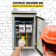 Caja eléctrica VEVOR, 12' x 8' x 8', caja exterior NEMA 4 certificada por  caja de conexiones con bisagras de acero al carbono laminado en frío a prueba de agua y polvo IP65 para uso en interiores y exteriores, con capota de lluvia