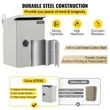 Caja eléctrica VEVOR, 12' x 8' x 8', caja exterior NEMA 4 certificada por  caja de conexiones con bisagras de acero al carbono laminado en frío a prueba de agua y polvo IP65 para uso en interiores y exteriores, con capota de lluvia
