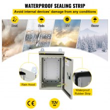 Caja eléctrica VEVOR, 12' x 8' x 8', caja exterior NEMA 4 certificada por  caja de conexiones con bisagras de acero al carbono laminado en frío a prueba de agua y polvo IP65 para uso en interiores y exteriores, con capota de lluvia