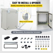 Caja eléctrica VEVOR, 12' x 8' x 8', caja exterior NEMA 4 certificada por  caja de conexiones con bisagras de acero al carbono laminado en frío a prueba de agua y polvo IP65 para uso en interiores y exteriores, con capota de lluvia