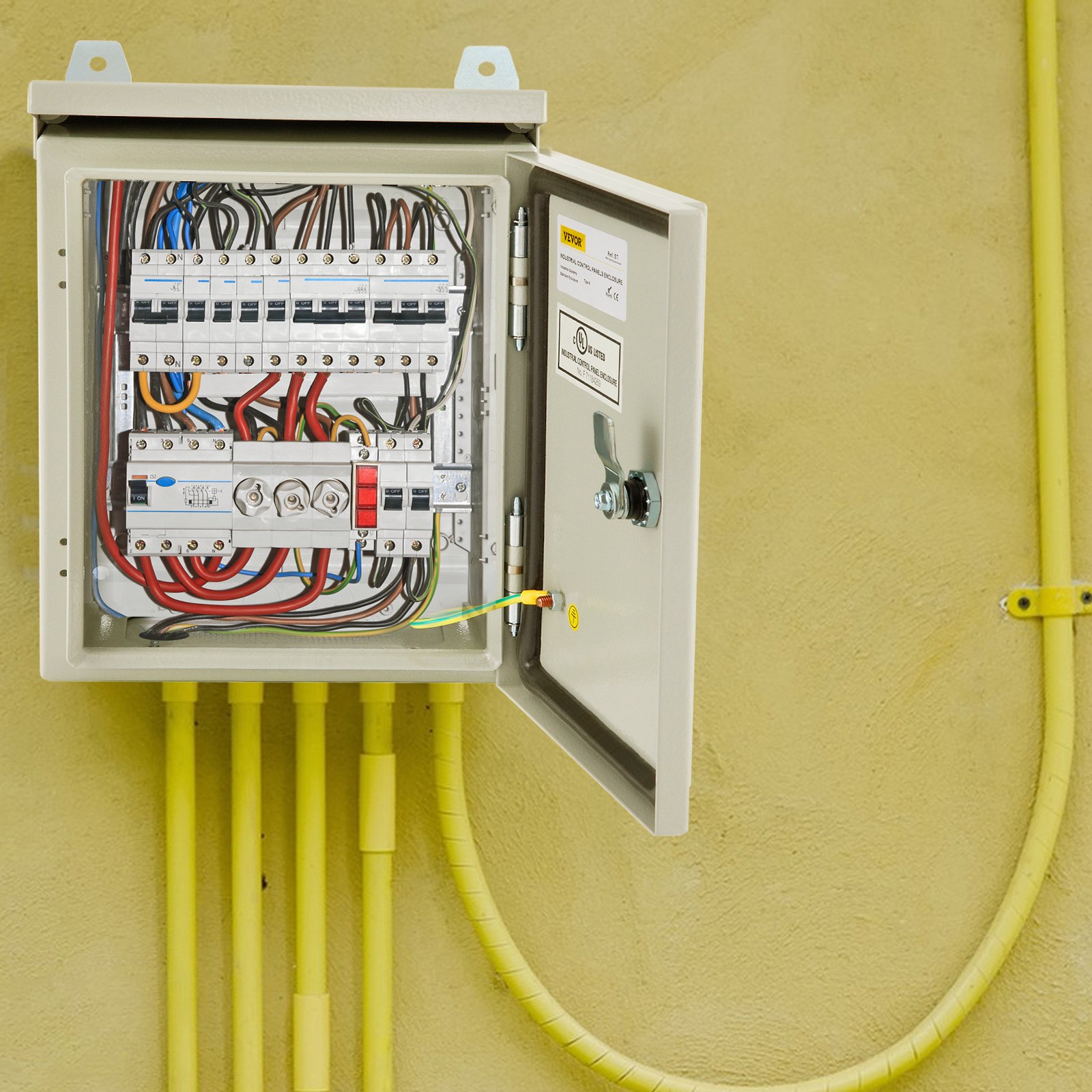 Caja eléctrica VEVOR, 12 x 10 x 6 pulgadas, probada según los estándares UL NEMA 4, caja de conexiones con bisagras de acero al carbono laminado en frío IP65 impermeable y a prueba de polvo para uso en interiores y exteriores, con lluvia H