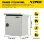 Caja eléctrica VEVOR, 12\'\' x 12\'\' x 8\'\', caja para exteriores NEMA 4 con certificación, IP65, resistente al agua y al polvo, caja de conexiones con bisagras de acero al carbono laminado en frío para uso en interiores y exteriores, con lluvia H