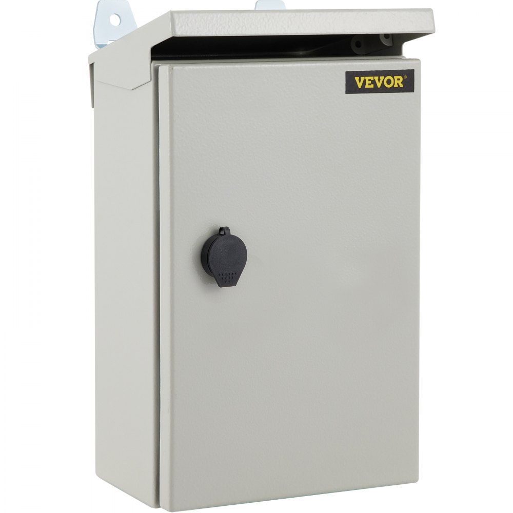 Caja eléctrica VEVOR, 16 x 12 x 6 pulgadas, caja para exteriores NEMA 4 con certificación, IP65, resistente al agua y al polvo, caja de conexiones con bisagras de acero al carbono laminado en frío para uso en interiores y exteriores, con capucha para lluvia