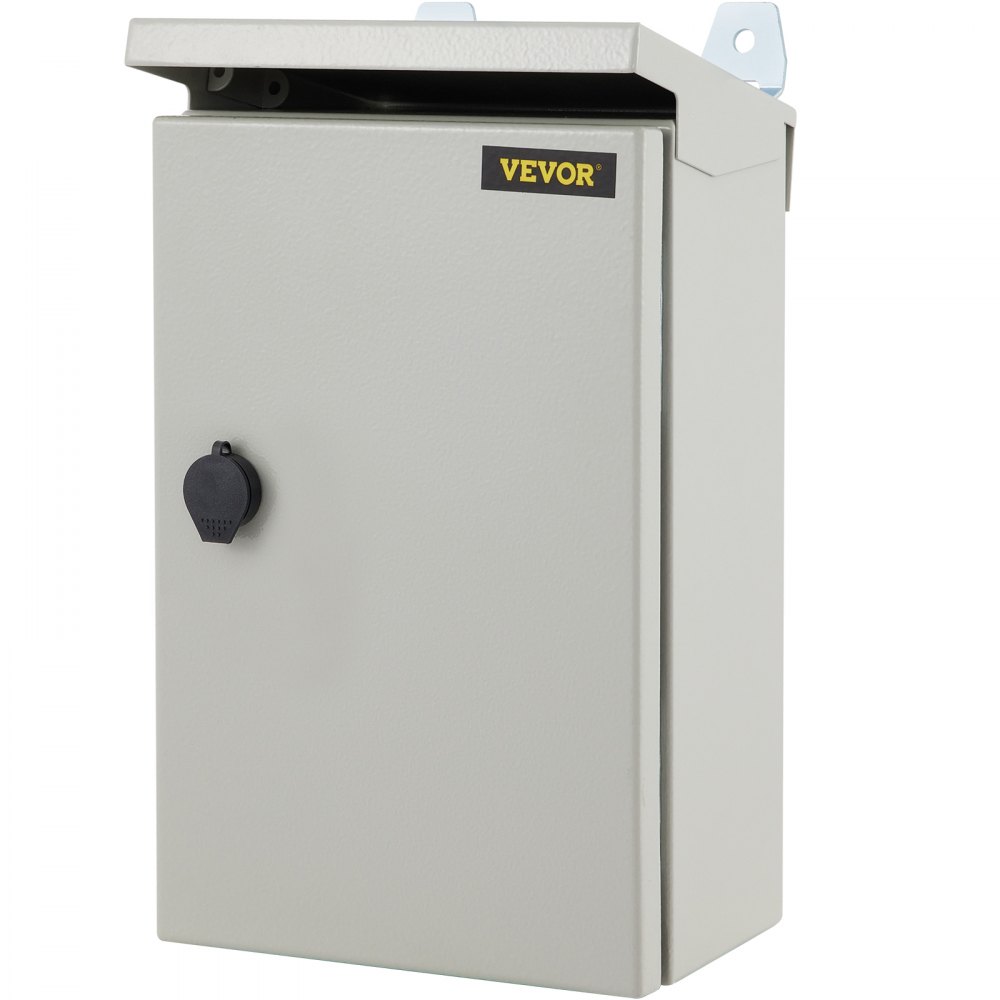 Caja eléctrica VEVOR, 16 x 12 x 6 pulgadas, caja para exteriores NEMA 4 con certificación, IP65, resistente al agua y al polvo, caja de conexiones con bisagras de acero al carbono laminado en frío para uso en interiores y exteriores, con capucha para lluvia