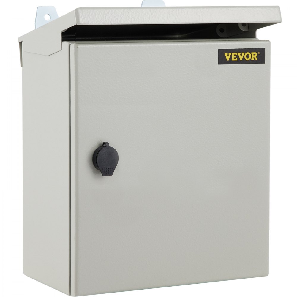 Caja eléctrica VEVOR, 16\'\' x 16\'\' x 6\'\', caja para exteriores NEMA 4 con certificación, IP65, resistente al agua y al polvo, caja de conexiones con bisagras de acero al carbono laminado en frío para uso en interiores y exteriores, con lluvia H