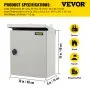 Caja eléctrica VEVOR, 16\'\' x 16\'\' x 6\'\', caja para exteriores NEMA 4 con certificación, IP65, resistente al agua y al polvo, caja de conexiones con bisagras de acero al carbono laminado en frío para uso en interiores y exteriores, con lluvia H
