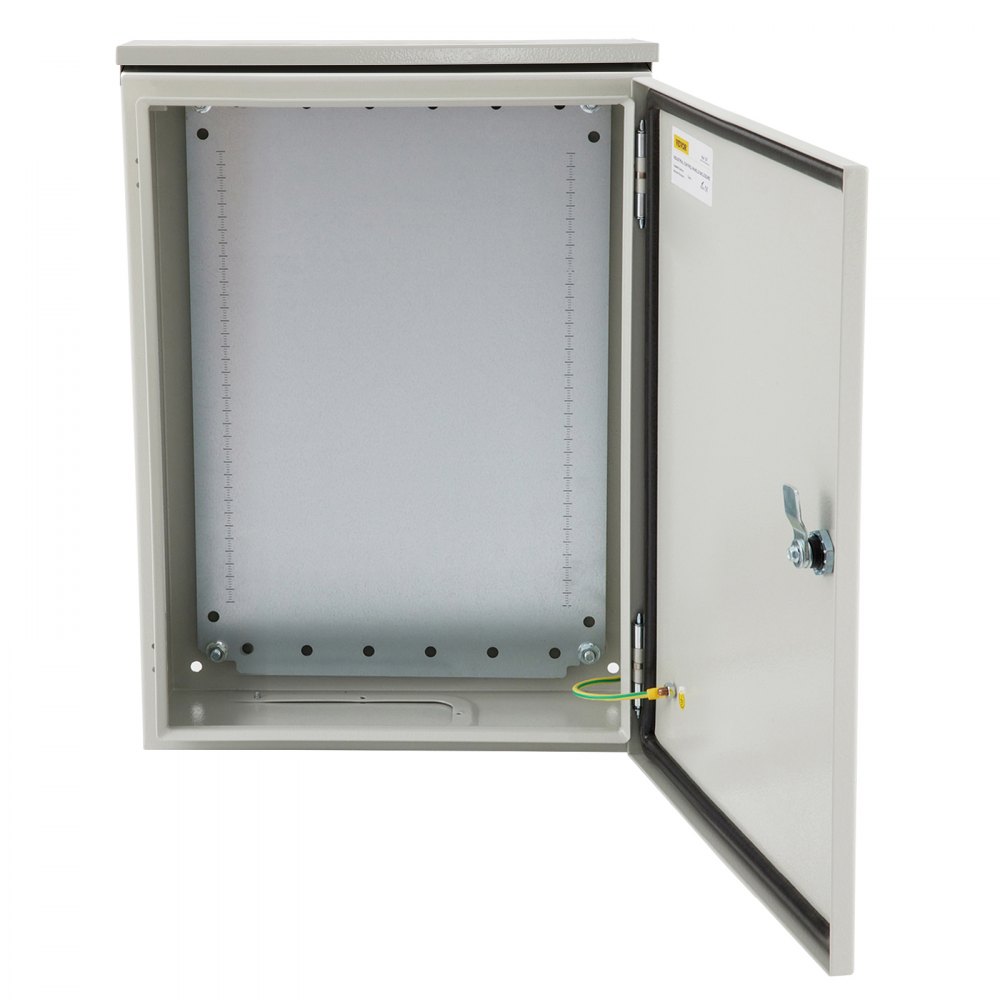 Caja eléctrica VEVOR, 20'' x 12'' x 10'', caja exterior NEMA 4 certificada por UL, caja de conexiones con bisagras de acero al carbono laminado en frío a prueba de agua y polvo IP65 para uso en interiores y exteriores, con capota de lluvia