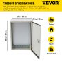 Caja eléctrica VEVOR, 20\'\' x 12\'\' x 10\'\', caja para exteriores NEMA 4 con certificación, IP65, resistente al agua y al polvo, caja de conexiones con bisagras de acero al carbono laminado en frío para uso en interiores y exteriores, con lluvia