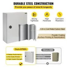 Caja eléctrica VEVOR, 20' x 16' x 6', caja exterior NEMA 4 certificada por  caja de conexiones con bisagras de acero al carbono laminado en frío a prueba de agua y polvo IP65 para uso en interiores y exteriores, con capota de lluvia
